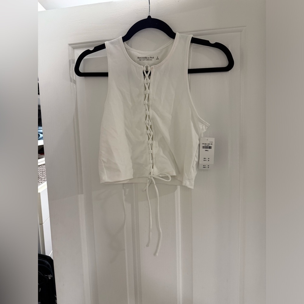 Abercrombie & Fitch white tie up crop top small NWT